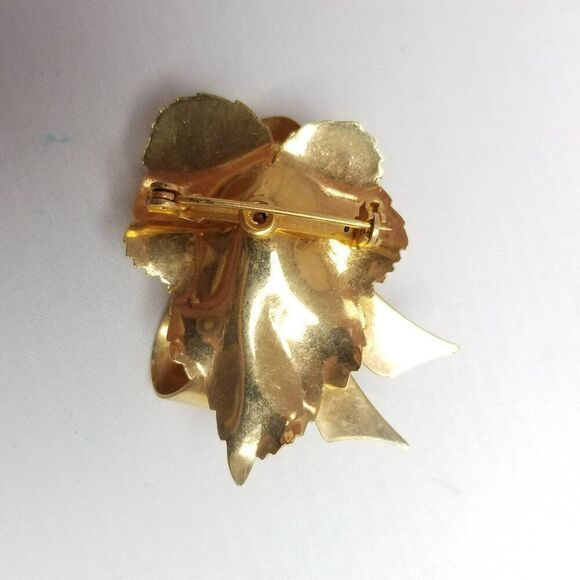 Vintage Gold Tone Rhinestone Brooch, Retro Mid Century Style Design, Estate - Picture 3 of 6